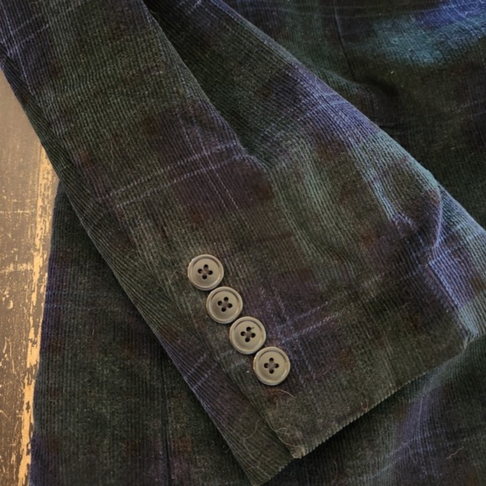 Saddlebred Corduroy Sports Coat Men's 44L Green Tartan Plaid Preppy Holiday - Picture 9 of 13
